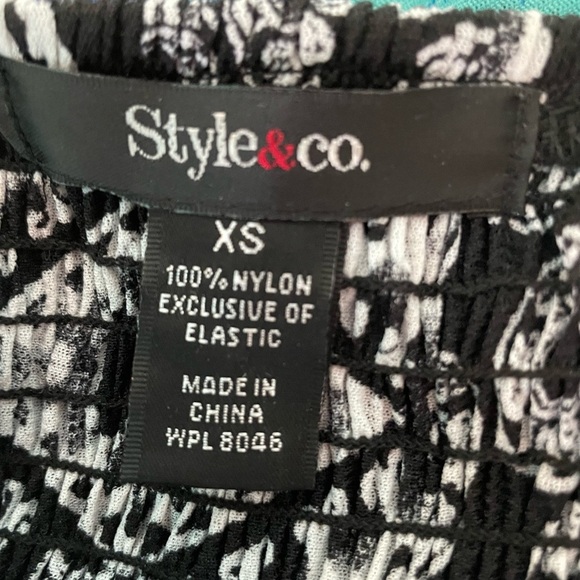 Style & Co. Blue & Black Tropical Print Handkerchief Hem Dress - Picture 5 of 6